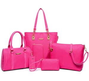 fivelovetwo womens ladies 6 pcs handbag set hobo top handle bag totes satchels crossbody shoulder bags and purse clutch