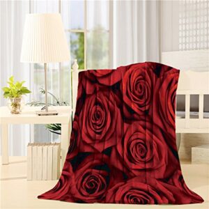 sigouyi lightweight flannel fleece blankets reversible throw cozy plush microfiber all-season blanket for bed/couch – throw 40×50 inch, valentines red roses