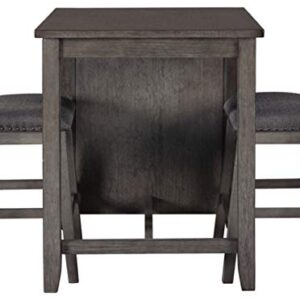 Signature Design by Ashley Caitbrook Counter Height Dining Room Table Set with 2 Upholstered Barstools, Gray