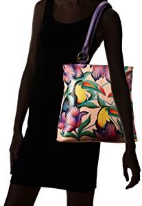 Anna by Anuschka Women's Genuine Leather Large Classic Shopper | Hand Painted Original Artwork | Tropical Toucan, One Size