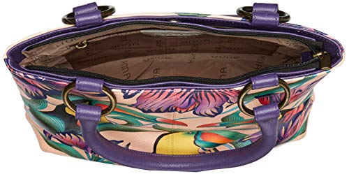 Anna by Anuschka Women's Genuine Leather Large Classic Shopper | Hand Painted Original Artwork | Tropical Toucan, One Size