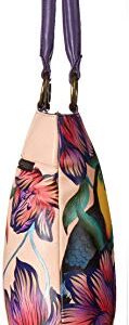 Anna by Anuschka Women's Genuine Leather Large Classic Shopper | Hand Painted Original Artwork | Tropical Toucan, One Size