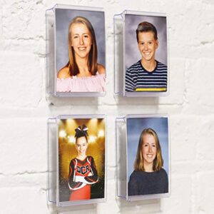 collectormount photo mount 1 pack, clear picture frame, wall mount or shelf stand, vertical or horizontal, 2.5” x 3.5”