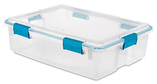 Sterilite 19314304 37 Quart Thin Latched Gasket Plastic Storage Bin Tote, Clear