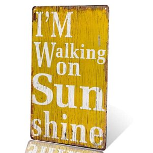 dingleiever-metal painting i walking on sunshine garage tin sign, bar, home decor, man cave