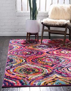 unique loom estrella collection colorful, abstract, geometric, gradient, modern area rug, 3 ft 3 in x 5 ft 3 in, multi/pink