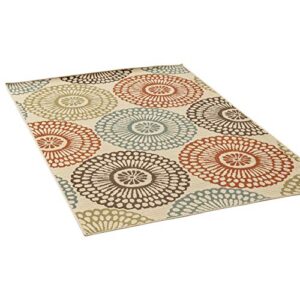 christopher knight home dahlia outdoor floral 8 x 11 area rug, beige/blue