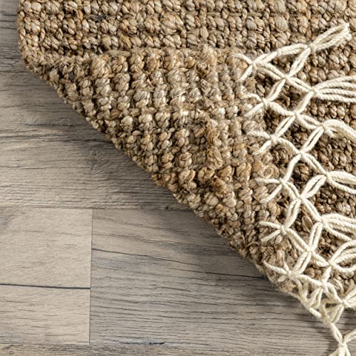 nuLOOM Raleigh Hand Woven Wool Area Rug, 5 ft x 8 ft, Natural