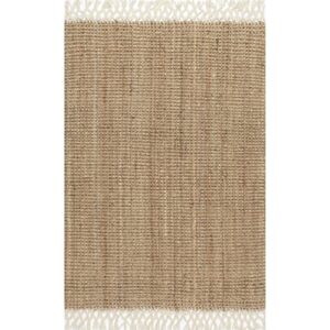 nuLOOM Raleigh Hand Woven Wool Area Rug, 5 ft x 8 ft, Natural