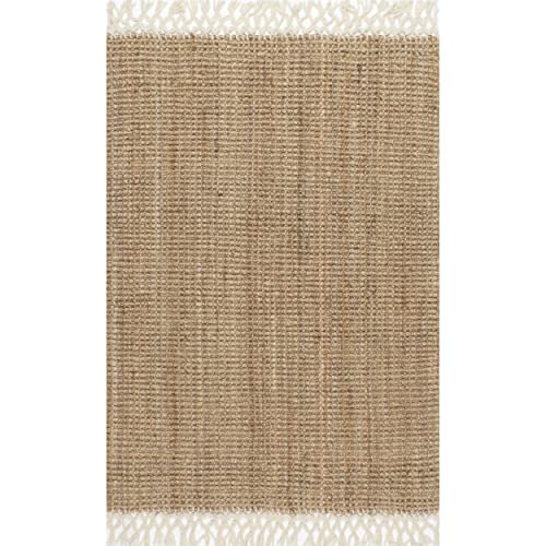 nuLOOM Raleigh Hand Woven Wool Area Rug, 5 ft x 8 ft, Natural