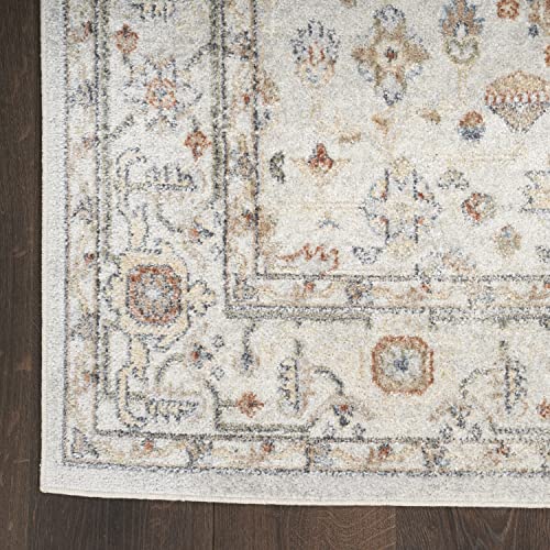 Nourison Astra Machine Washable Persian Grey/Orange/Multi 3'3" x 5' Area -Rug, Easy -Cleaning, Non Shedding, Bed Room, Living Room, Dining Room, Kitchen (3x5)