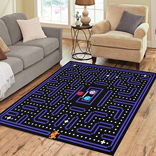 Pinbeam Area Rug 80S 8 Bit Pixel Retro Arcade Game Old Home Decor Floor Rug 3' x 5' Carpet