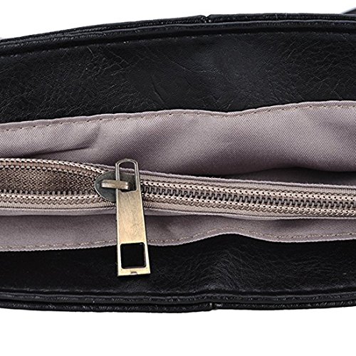 Yatemiole Womens Leather Envelope Clutch Handbag with Shoulder Strap (Black)