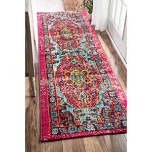 nuloom corbett vintage bohemian runner rug, 2′ 6″ x 8′, multi