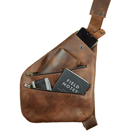 Hide & Drink, Everyday Crossbody Bag, Wallet & Phone Pouch, Made from Full Grain Leather, Commuting & Travel Accessories, Handmade Includes 101 Year Warranty :: Bourbon Brown