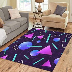 pinbeam area rug vaporwave 80 pattern retro 1980s geometric neon party home decor floor rug 3′ x 5′ carpet