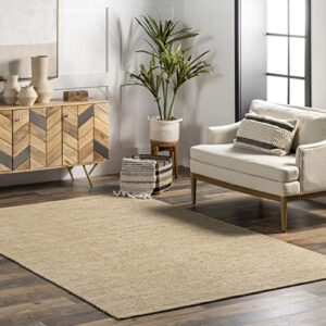 nuloom alessi solid farmhouse cotton area rug, 5′ x 8′, beige