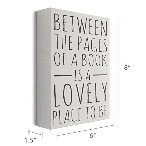 Barnyard Designs 'Between the Pages' Wooden Box Sign Motivational Desk Decor, Primitive Decor Office Desk Decorations for Women Office Bathroom Shelf Decor, Inspirational Desk Decor, 8x6