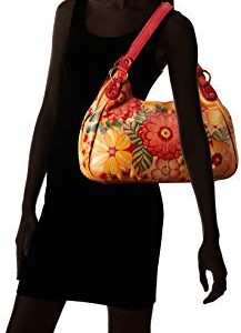 Anna by Anuschka womens Hobo Ruched Handbag Genuine Leather, Summer Bloom, One Size US