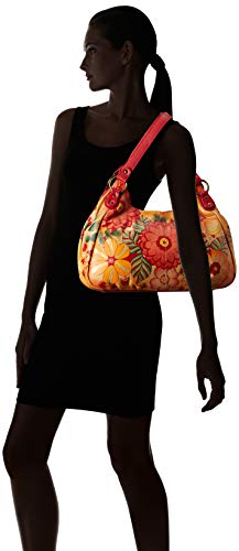 Anna by Anuschka womens Hobo Ruched Handbag Genuine Leather, Summer Bloom, One Size US