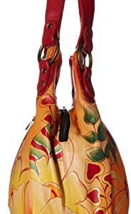 Anna by Anuschka womens Hobo Ruched Handbag Genuine Leather, Summer Bloom, One Size US