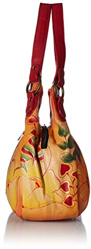 Anna by Anuschka womens Hobo Ruched Handbag Genuine Leather, Summer Bloom, One Size US