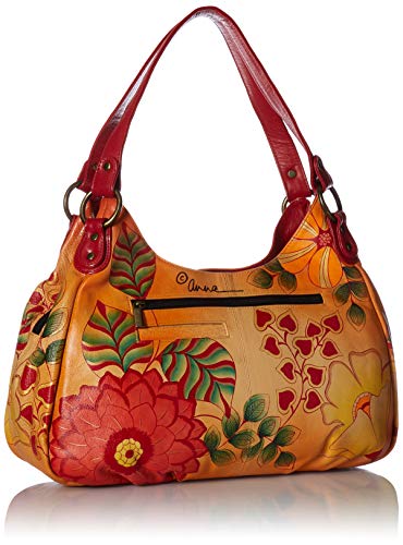 Anna by Anuschka womens Hobo Ruched Handbag Genuine Leather, Summer Bloom, One Size US