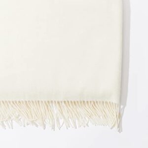 State Cashmere Throw Blanket with Decorative Fringe - Ultra Soft Accent Blanket for Couch, Sofa & Bed Made with 100% Inner Mongolian Cashmere - Crafted Home Accessories - (Ivory, 60"x50")