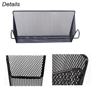 Haoun Bedside Hanging Storage Basket Office Desk Dormitory Iron Mesh Origanizer Caddy for Book Phone Magazine Holder-Black