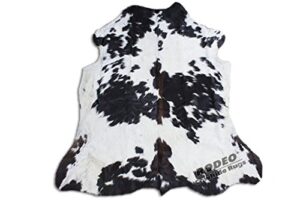 rodeo real cowhide genius leather hair on leather rug decorative value size approx 6x7 ft (black and white)