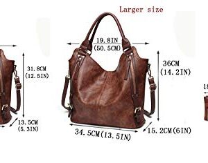 Women Tote Bag Handbags PU Leather Fashion Hobo Shoulder Bags with Adjustable Shoulder Strap, M, Brown