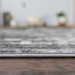 Unique Loom Sofia Collection Area Rug - Salle Garnier (2' x 6' 9" Runner, Gray/ Ivory)