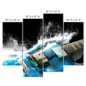 Guitar in Blue and Waves Looks Beautiful Wall Art Painting The Picture Print On Canvas Music Pictures for Home Decor Decoration Gift