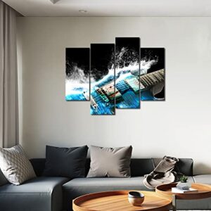 Guitar in Blue and Waves Looks Beautiful Wall Art Painting The Picture Print On Canvas Music Pictures for Home Decor Decoration Gift