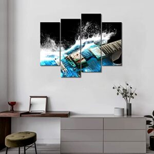 Guitar in Blue and Waves Looks Beautiful Wall Art Painting The Picture Print On Canvas Music Pictures for Home Decor Decoration Gift