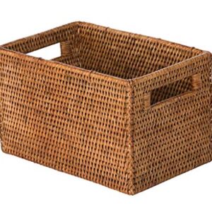 KOUBOO La Jolla Rattan Shelf Handles, Small, Honey-Brown Storage Basket,
