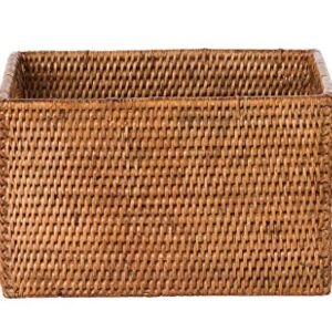 KOUBOO La Jolla Rattan Shelf Handles, Small, Honey-Brown Storage Basket,