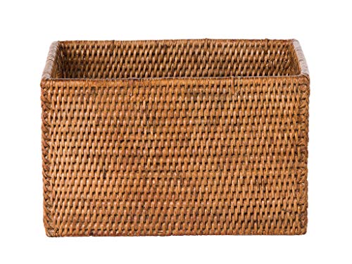 KOUBOO La Jolla Rattan Shelf Handles, Small, Honey-Brown Storage Basket,