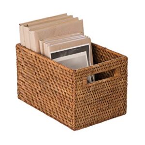 KOUBOO La Jolla Rattan Shelf Handles, Small, Honey-Brown Storage Basket,