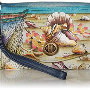 Anna by Anuschka Women's Hand-Painted Genuine Leather Vintage Wristlet Clutch - Caribbean Dream