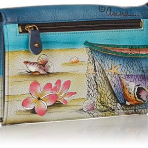 Anna by Anuschka Women's Hand-Painted Genuine Leather Vintage Wristlet Clutch - Caribbean Dream