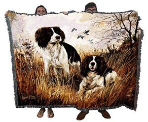 pure country weavers english springer spaniel blanket by robert may – gift for dog lovers – tapestry throw woven from cotton – made in the usa (72×54)