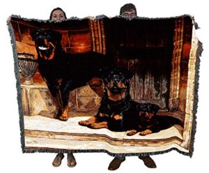 pure country weavers rottweiler blanket by robert may – gift for dog lovers – tapestry throw woven from cotton – made in the usa (72×54)