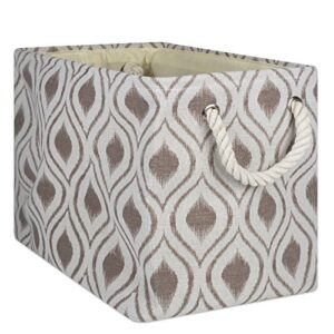 dii polyester container with handles, ikat storage bin, large, stone