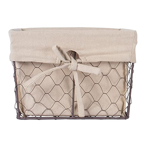 DII Farmhouse Chicken Wire Storage Baskets with Liner, Set of 5, Rustic Natural, Assorted Sizes