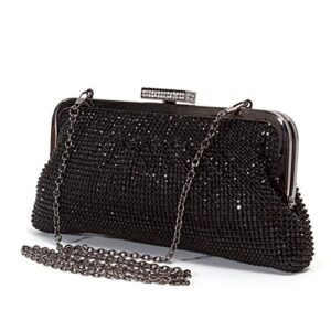 lady couture soft rhinestone embellished clutch bag, bag 2015-7 black