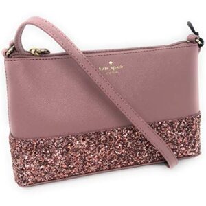 Kate Spade Ramey Greta Court Glitter Saffiano Leather Crossbody Bag Dusty Peony