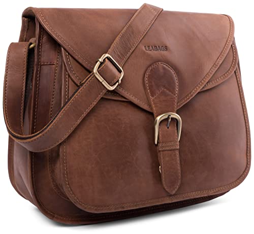 LEABAGS Riyadh Shoulder bag I Genuine buffalo leather handbag I Shoulder bag with vintage look I Leather shoulder handbag