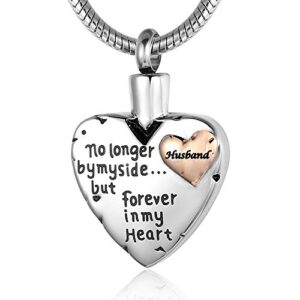 RIMZVIUX Heart Urn Necklace for Ashes Stainless Steel Cremation Necklaces for Ashes Cremation Jewelry for Human Ashes (Husband) …