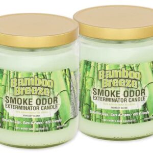 Smoke Odor Exterminator 13 oz Jar Candles Bamboo Breeze, (2)